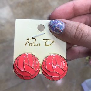 Coral & Gold earrings